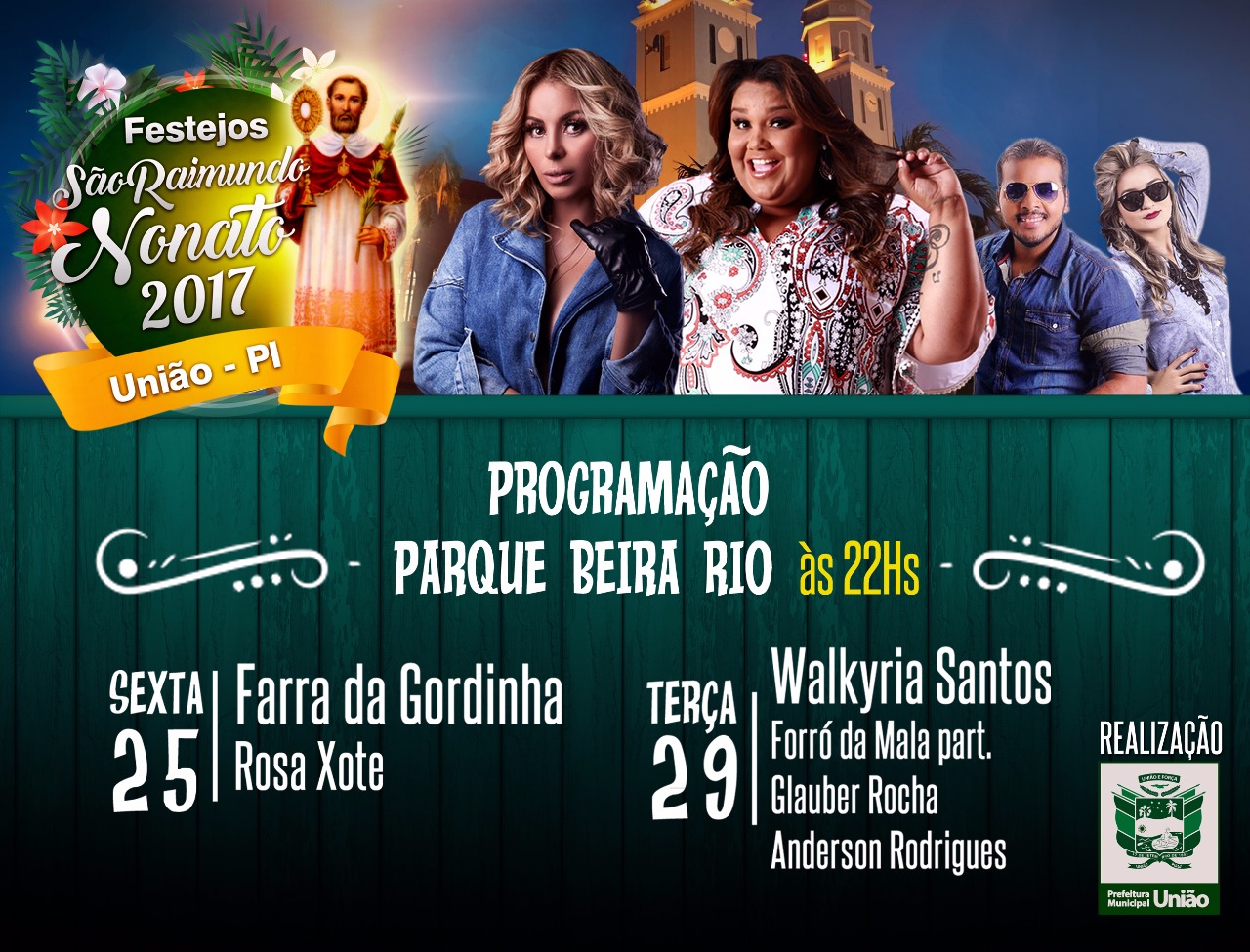 Programação dos Festejos de União Parque Beira Rio